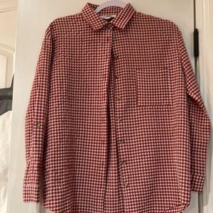 Red and white gingham blouse size small